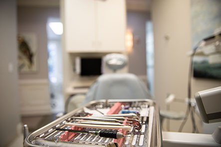 Dental operation tools at Reich Dental Center in Roswell, GA.